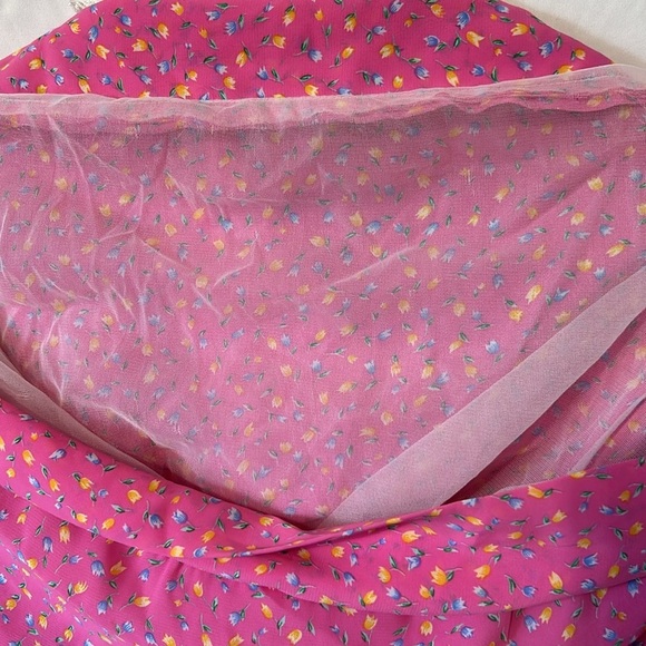 Vintage Women's Pink Blouse with Lace Collar and Tie Waist size Large 20in PTP - Picture 6 of 6